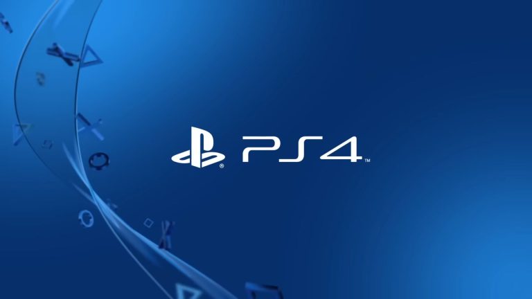 The PS4 logo with a blue background and PlayStation shapes